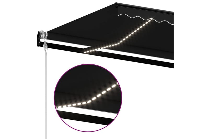 Automatisk markise med vindsensor og LED 450x350 cm antrasit - Antrasittgrå - Hagemøbler - Solbeskyttelse - Markiser - Balkongmarkise