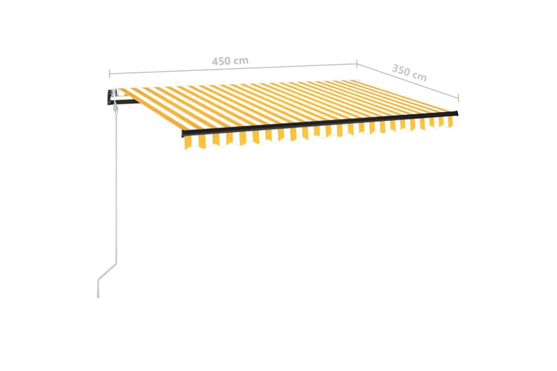 Automatisk markise med vindsensor og LED 450x350 cm gul/hvit - Gul - Hagemøbler - Solbeskyttelse - Markiser - Balkongmarkise