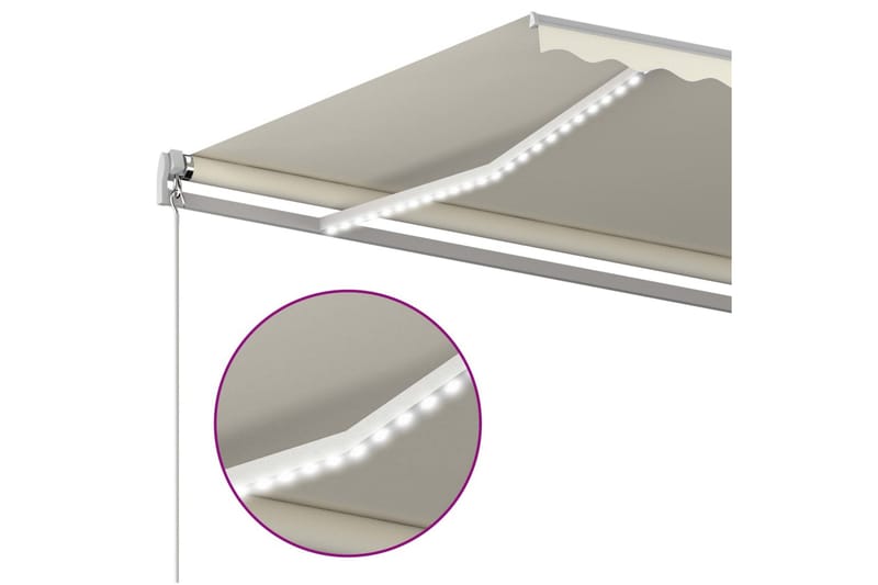 Automatisk markise med vindsensor og LED 5x3,5 m kremhvit - Krem - Hagemøbler - Solbeskyttelse - Markiser - Balkongmarkise