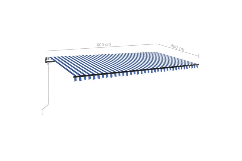 Automatisk markise med vindsensor og LED 600x300 cm blå og h - Blå - Hagemøbler - Solbeskyttelse - Markiser - Balkongmarkise