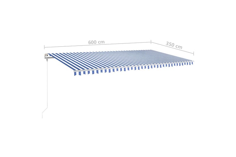 Automatisk markise med vindsensor og LED 600x350 cm - Blå - Hagemøbler - Solbeskyttelse - Markiser - Balkongmarkise