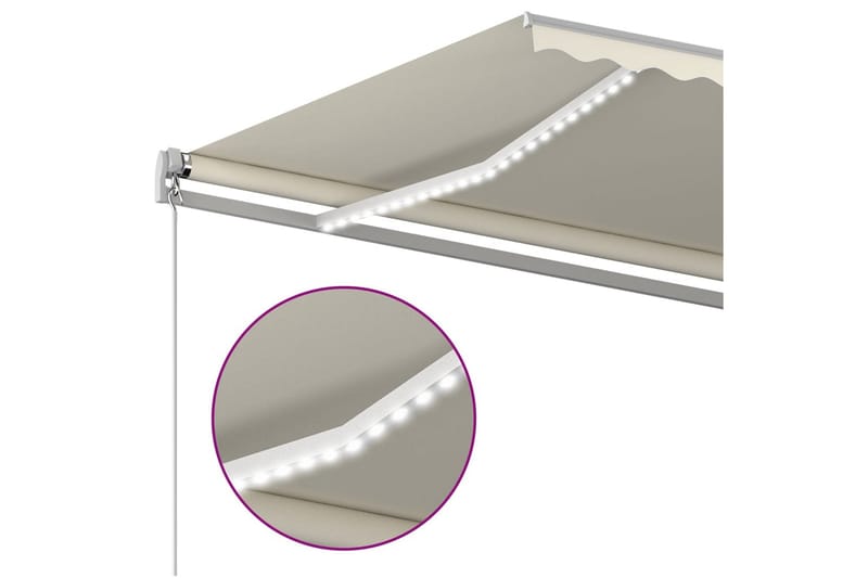 Automatisk markise med vindsensor og LED 6x3,5 m kremhvit - Krem - Hagemøbler - Solbeskyttelse - Markiser - Balkongmarkise