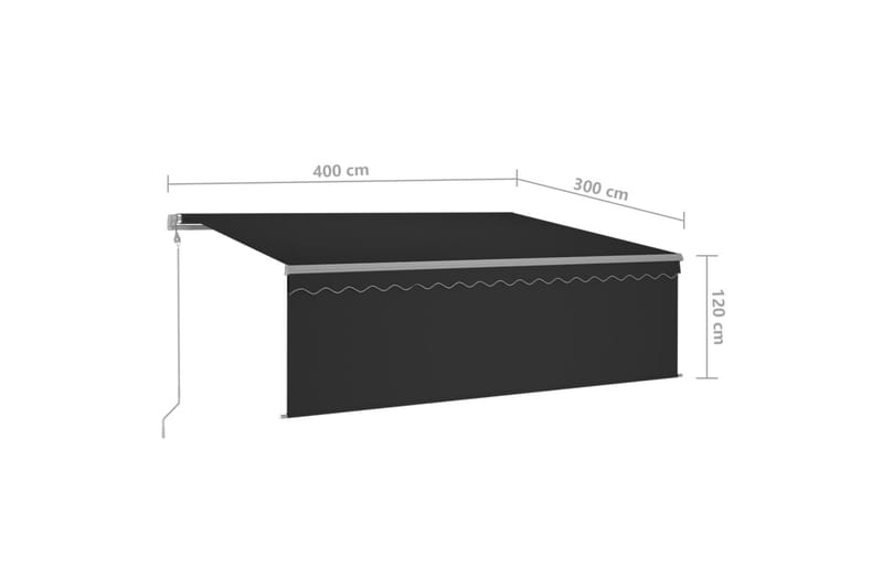 Automatisk uttrekkbar markise med rullegardin 4x3 m - Antrasittgrå - Vindusmarkise - Markiser - Solbeskyttelse vindu