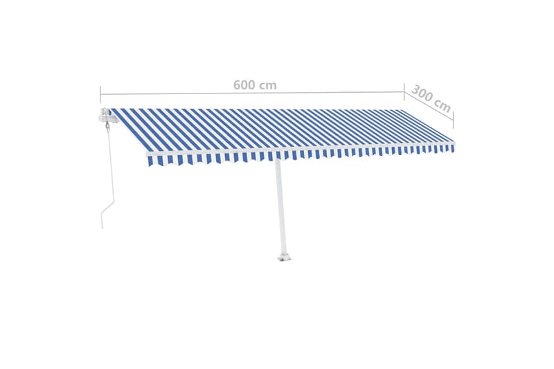 Frittstående automatisk markise 600x300 cm blå og hvit - Blå - Hagemøbler - Solbeskyttelse - Markiser - Balkongmarkise