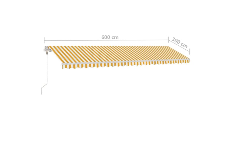 Frittstående automatisk markise 600x300 cm gul og hvit - Gul - Hagemøbler - Solbeskyttelse - Markiser - Balkongmarkise