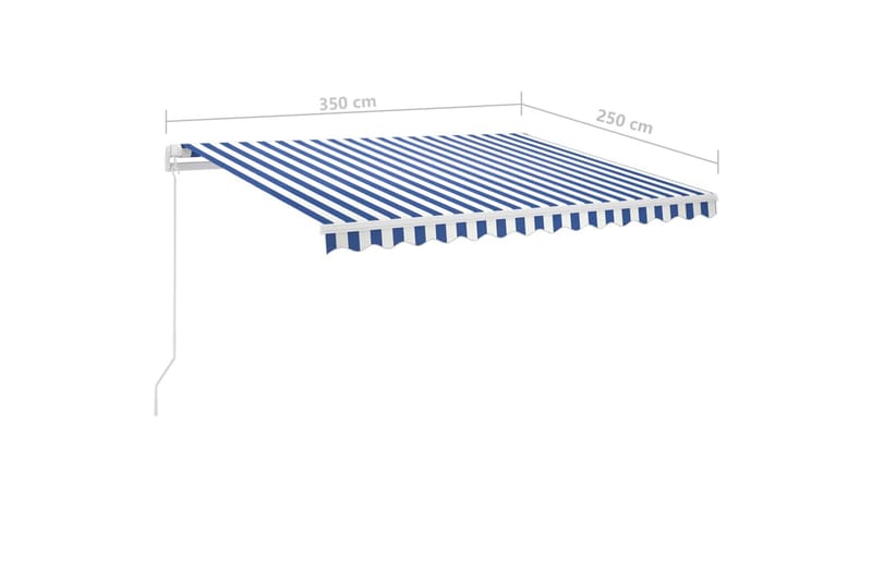 Frittstående manuell uttrekkbar markise 350x250 cm blå/hvit - Blå - Hagemøbler - Solbeskyttelse - Markiser - Balkongmarkise