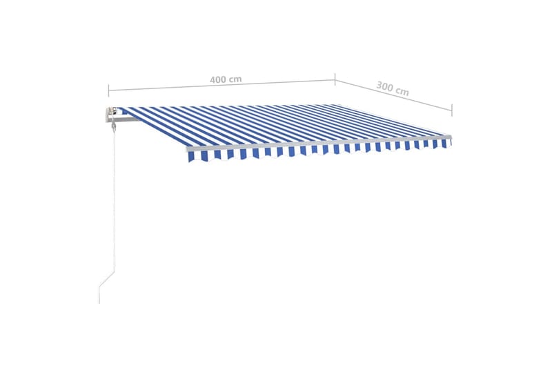 Frittstående manuell uttrekkbar markise 400x300 cm blå/hvit - Blå - Hagemøbler - Solbeskyttelse - Markiser - Balkongmarkise