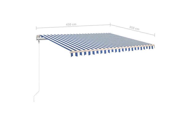 Frittstående manuell uttrekkbar markise 450x350 cm blå/hvit - Blå - Hagemøbler - Solbeskyttelse - Markiser - Balkongmarkise