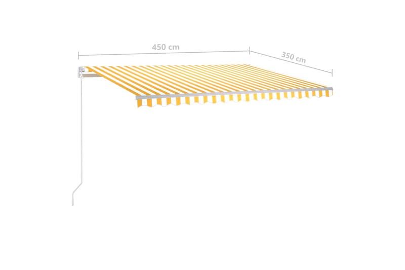 Frittstående manuell uttrekkbar markise 450x350 cm gul/hvit - Gul - Hagemøbler - Solbeskyttelse - Markiser - Balkongmarkise