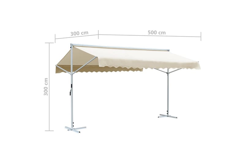 Frittstående markise 500x300 m kremhvit - Krem - Hagemøbler - Solbeskyttelse - Markiser - Balkongmarkise