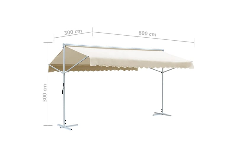 Frittstående markise 600x300 m kremhvit - Krem - Hagemøbler - Solbeskyttelse - Markiser - Balkongmarkise