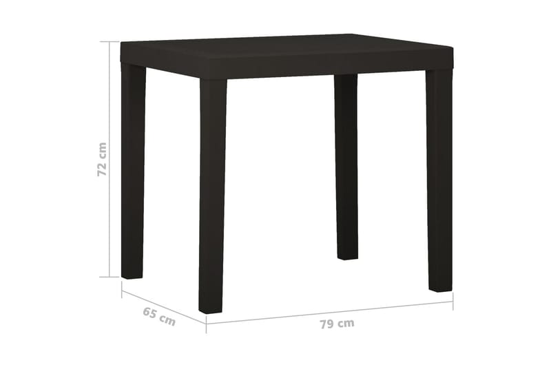 Hagebord antrasitt 79x65x72 cm plast - Antrasittgrå - Hagemøbler - Solbeskyttelse - Markiser - Balkongmarkise