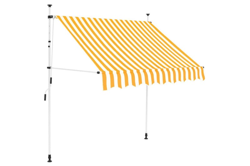 Manuell uttrekkbar markise 200 cm gule og hvite striper - Vindusmarkise - Markiser - Solbeskyttelse vindu