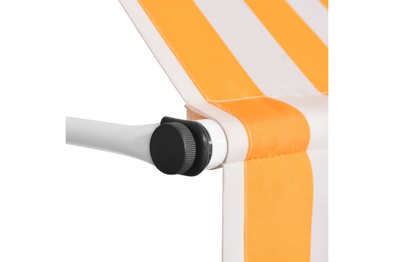 Manuell uttrekkbar markise 200 cm gule og hvite striper - Vindusmarkise - Markiser - Solbeskyttelse vindu