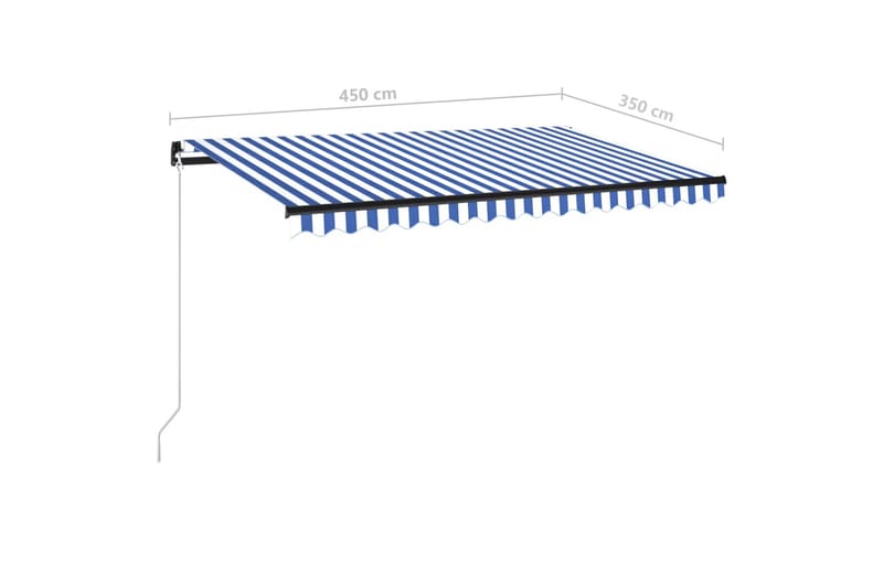 Manuell uttrekkbar markise 450x350 cm blå og hvit - Blå - Hagemøbler - Solbeskyttelse - Markiser - Balkongmarkise