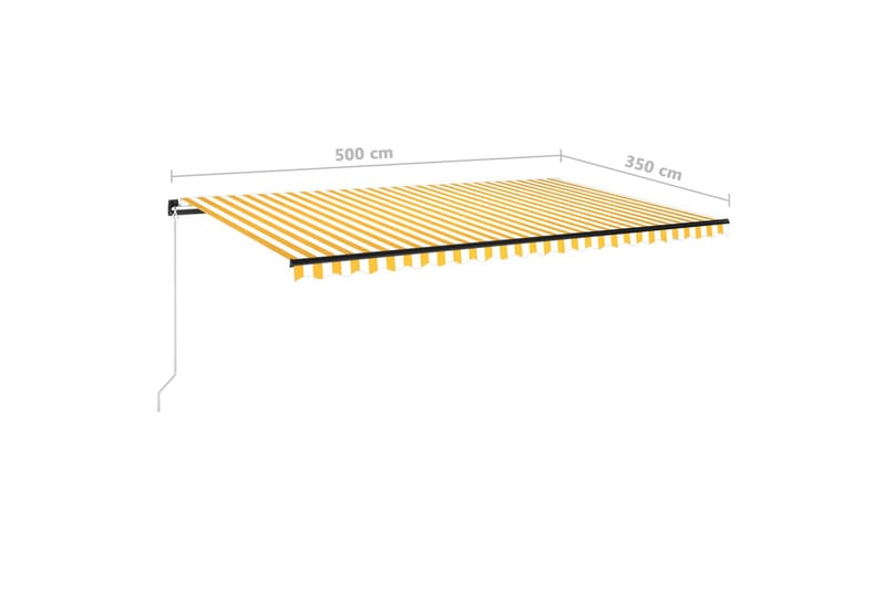 Manuell uttrekkbar markise 500x350 cm gul og hvit - Gul - Hagemøbler - Solbeskyttelse - Markiser - Balkongmarkise