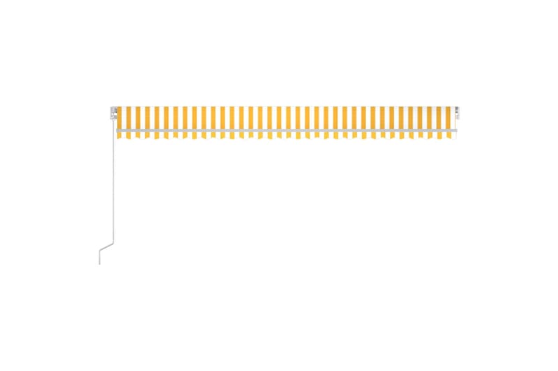 Manuell uttrekkbar markise 600x350 cm gul og hvit - Gul - Hagemøbler - Solbeskyttelse - Markiser - Balkongmarkise