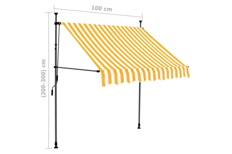 Manuell uttrekkbar markise med LED 100 cm hvit og oransje - Flerfarget - Hagemøbler - Solbeskyttelse - Markiser - Vindusmarkise