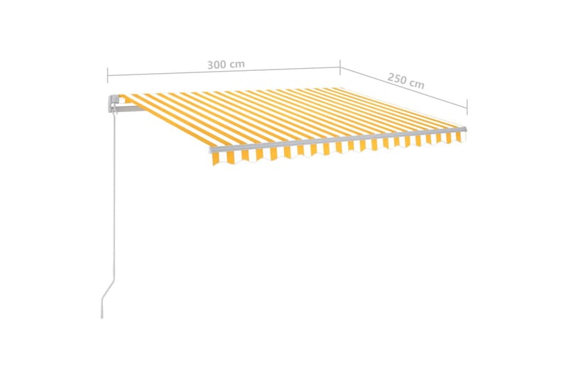 Manuell uttrekkbar markise med LED 300x250 cm gul og hvit - Gul - Hagemøbler - Solbeskyttelse - Markiser - Balkongmarkise