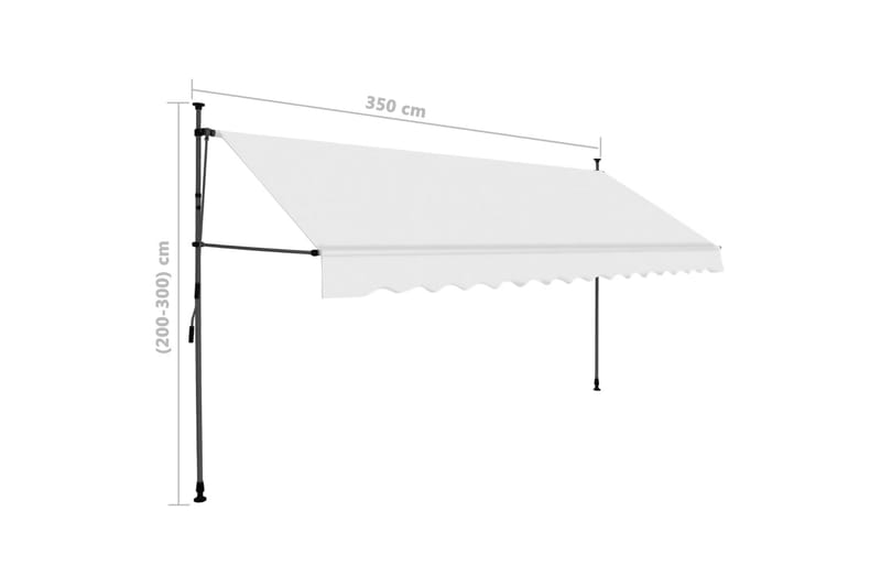 Manuell uttrekkbar markise med LED 350 cm kremhvit - Krem - Balkongmarkise - Markiser - Terrassemarkise