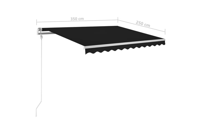 Manuell uttrekkbar markise med LED 350x250 cm antrasitt - Antrasittgrå - Balkongmarkise - Markiser - Terrassemarkise
