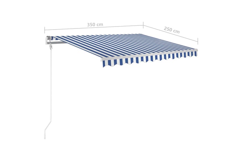 Manuell uttrekkbar markise med LED 350x250 cm blå og hvit - Blå - Hagemøbler - Solbeskyttelse - Markiser - Balkongmarkise