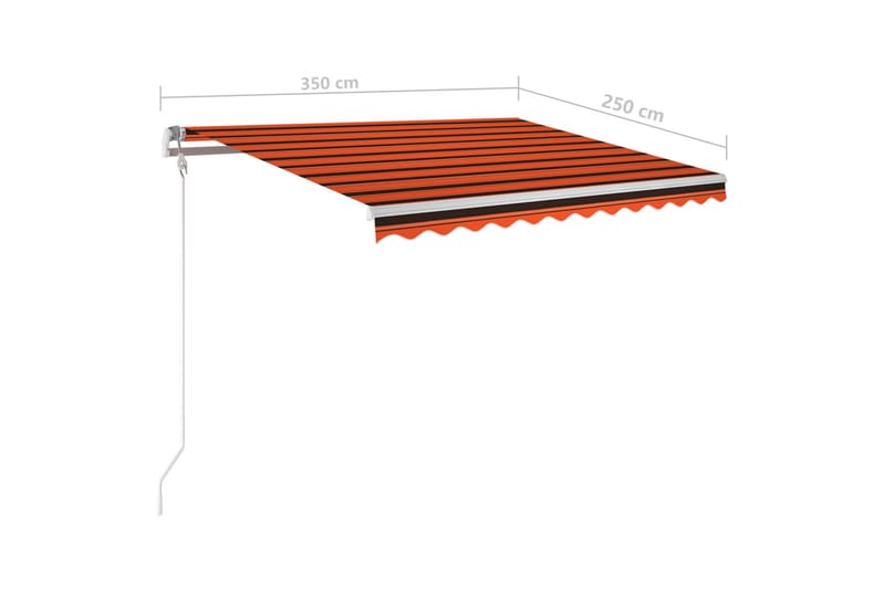 Manuell uttrekkbar markise med LED 350x250 cm oransje og bru - Oransj - Hagemøbler - Solbeskyttelse - Markiser - Balkongmarkise