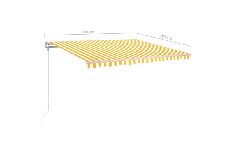 Manuell uttrekkbar markise med LED 400x350 cm gul og hvit - Gul - Hagemøbler - Solbeskyttelse - Markiser - Balkongmarkise