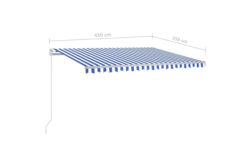 Manuell uttrekkbar markise med LED 450x350 cm blå og hvit - Blå - Hagemøbler - Solbeskyttelse - Markiser - Balkongmarkise