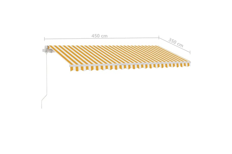 Manuell uttrekkbar markise med LED 450x350 cm gul og hvit - Gul - Hagemøbler - Solbeskyttelse - Markiser - Balkongmarkise