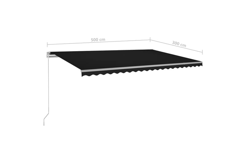 Manuell uttrekkbar markise med LED 500x300 cm antrasitt - Antrasittgrå - Hagemøbler - Solbeskyttelse - Markiser - Balkongmarkise