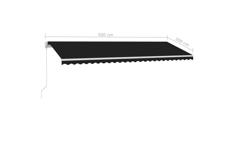 Manuell uttrekkbar markise med LED 500x300 cm antrasitt - Antrasittgrå - Hagemøbler - Solbeskyttelse - Markiser - Balkongmarkise