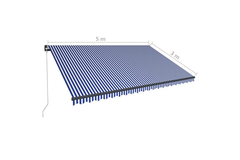 Manuell uttrekkbar markise med LED 500x300 cm blå og hvit - Hagemøbler - Solbeskyttelse - Markiser - Balkongmarkise