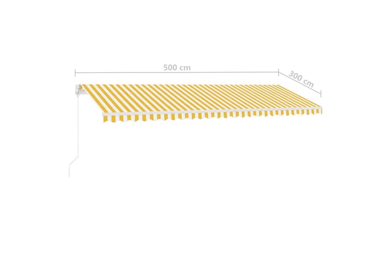 Manuell uttrekkbar markise med LED 500x300 cm gul og hvit - Gul - Hagemøbler - Solbeskyttelse - Markiser - Balkongmarkise