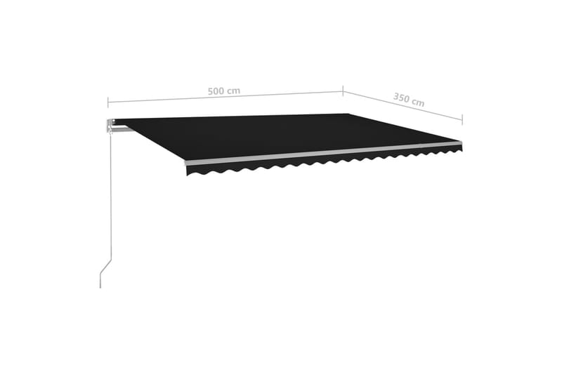 Manuell uttrekkbar markise med LED 500x350 cm antrasitt - Antrasittgrå - Hagemøbler - Solbeskyttelse - Markiser - Balkongmarkise