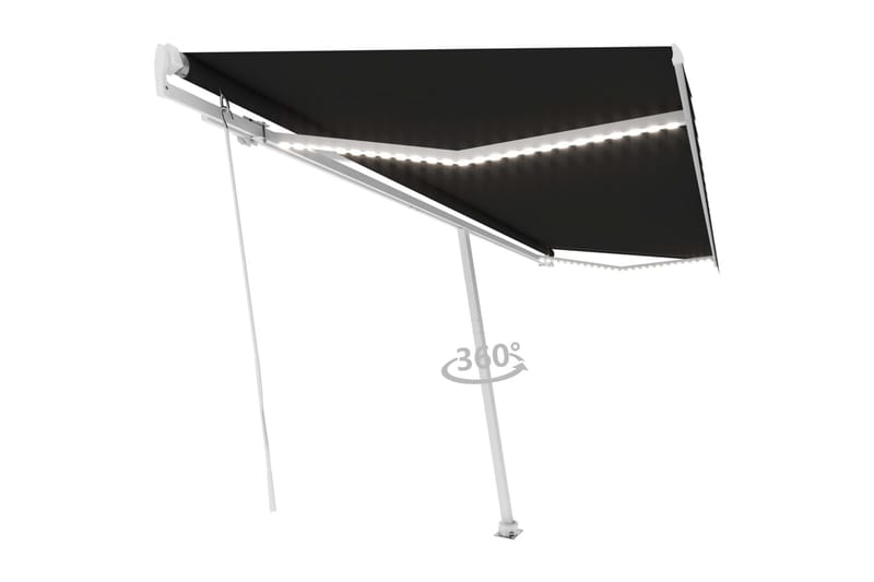 Manuell uttrekkbar markise med LED 500x350 cm antrasitt - Antrasittgrå - Balkongmarkise - Markiser - Terrassemarkise