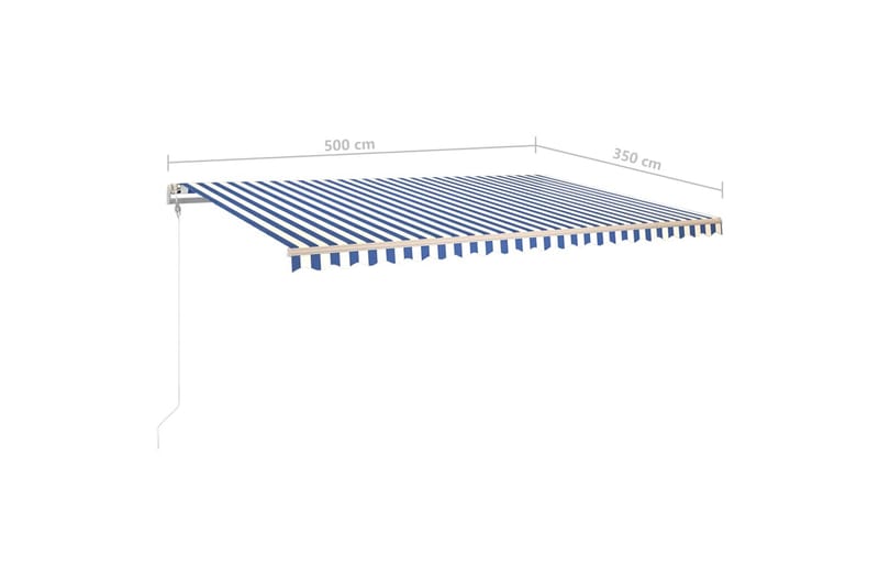 Manuell uttrekkbar markise med LED 500x350 cm blå og hvit - Blå - Balkongmarkise - Markiser - Terrassemarkise