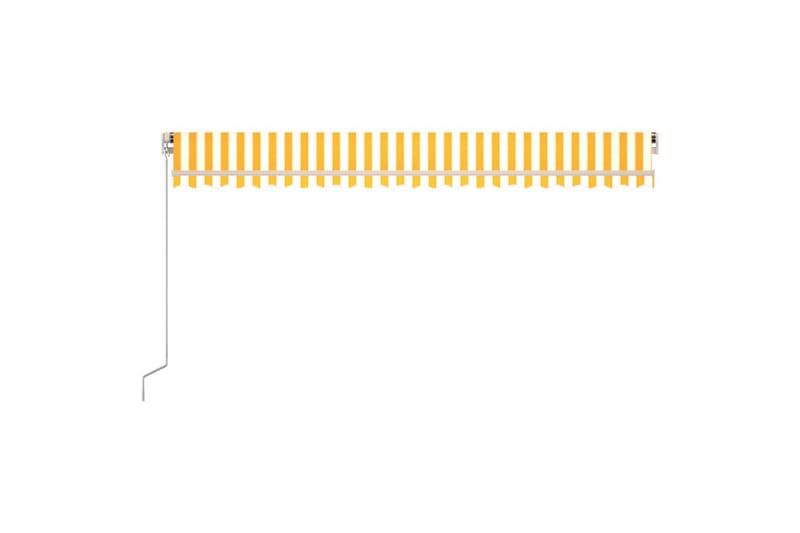 Manuell uttrekkbar markise med LED 500x350 cm gul og hvit - Gul - Hagemøbler - Solbeskyttelse - Markiser - Balkongmarkise