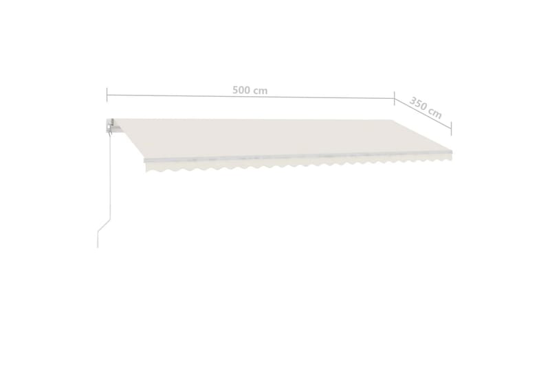 Manuell uttrekkbar markise med LED 500x350 cm kremhvit - Krem - Hagemøbler - Solbeskyttelse - Markiser - Balkongmarkise