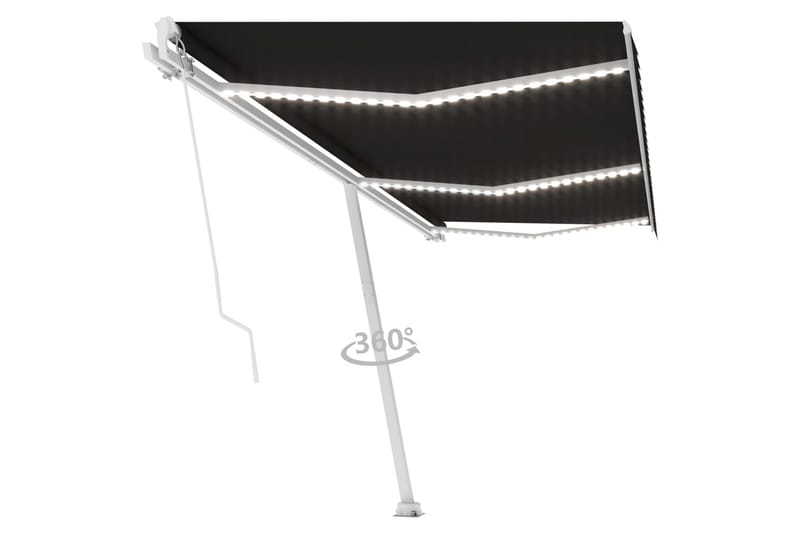 Manuell uttrekkbar markise med LED 600x300 cm antrasitt - Antrasittgrå - Balkongmarkise - Markiser - Terrassemarkise