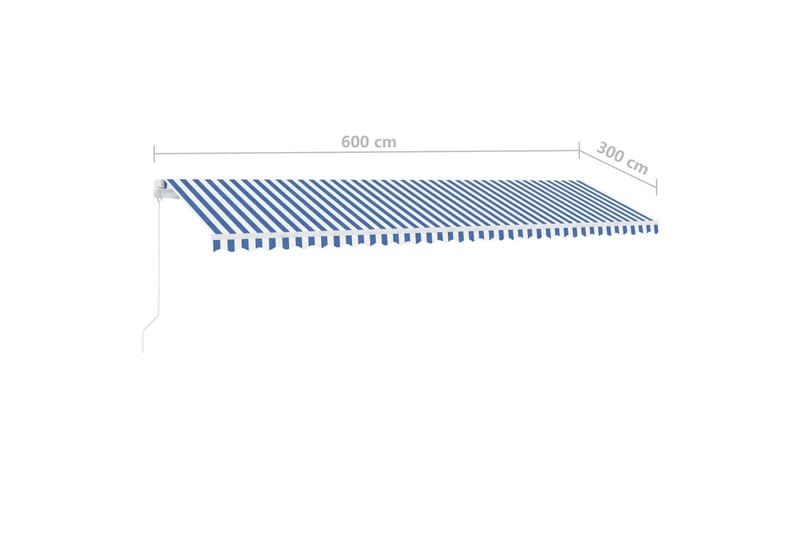 Manuell uttrekkbar markise med LED 600x300 cm blå og hvit - Blå - Hagemøbler - Solbeskyttelse - Markiser - Balkongmarkise