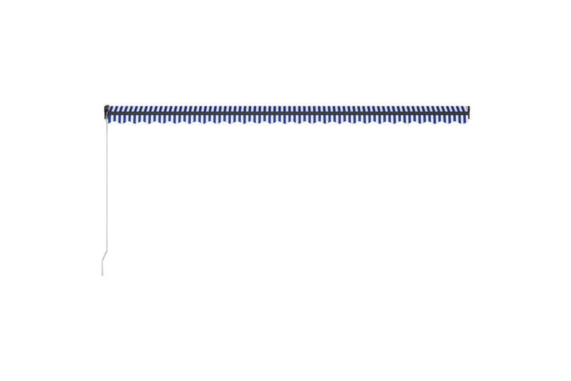 Manuell uttrekkbar markise med LED 600x300 cm blå og hvit - Hagemøbler - Solbeskyttelse - Markiser - Balkongmarkise