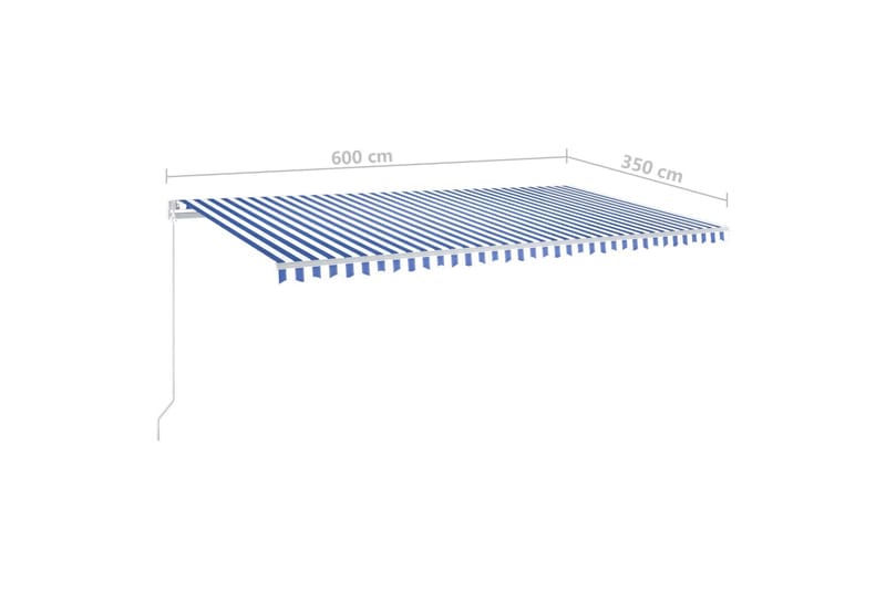 Manuell uttrekkbar markise med LED 600x350 cm blå og hvit - Blå - Hagemøbler - Solbeskyttelse - Markiser - Balkongmarkise