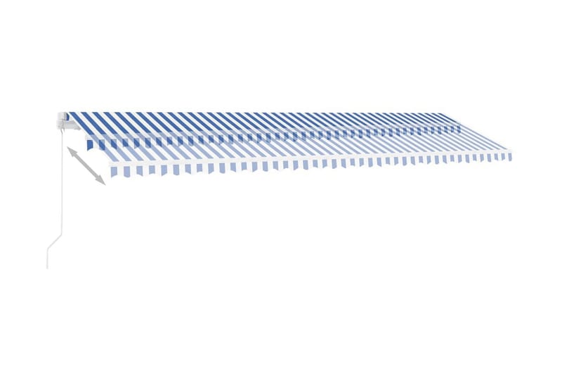 Manuell uttrekkbar markise med LED 600x350 cm blå og hvit - Blå - Hagemøbler - Solbeskyttelse - Markiser - Balkongmarkise