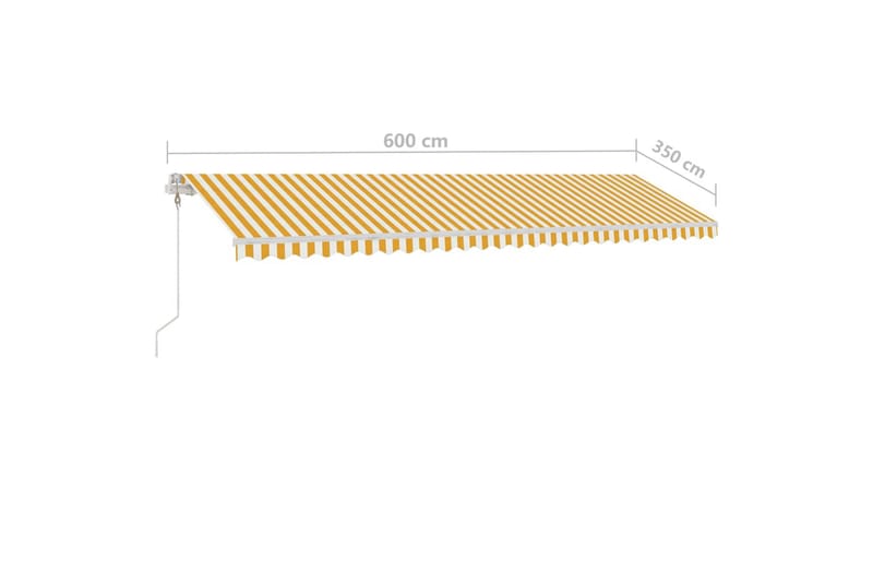 Manuell uttrekkbar markise med LED 600x350 cm gul og hvit - Gul - Hagemøbler - Solbeskyttelse - Markiser - Balkongmarkise