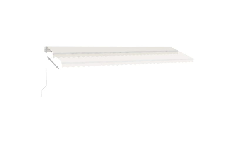 Manuell uttrekkbar markise med LED 600x350 cm kremhvit - Krem - Hagemøbler - Solbeskyttelse - Markiser - Balkongmarkise