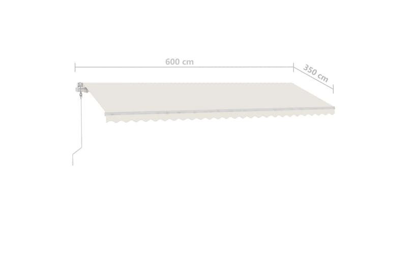 Manuell uttrekkbar markise med LED 600x350 cm kremhvit - Krem - Hagemøbler - Solbeskyttelse - Markiser - Balkongmarkise