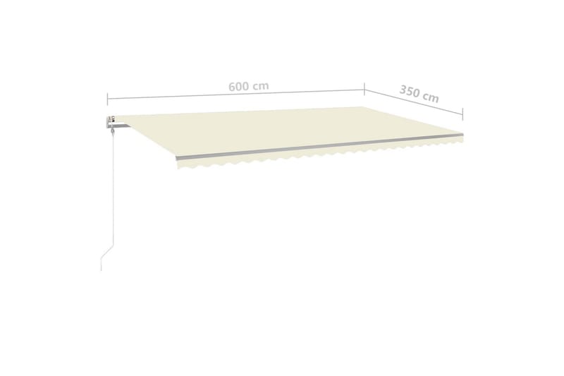 Manuell uttrekkbar markise med LED 600x350 cm kremhvit - Krem - Hagemøbler - Solbeskyttelse - Markiser - Balkongmarkise