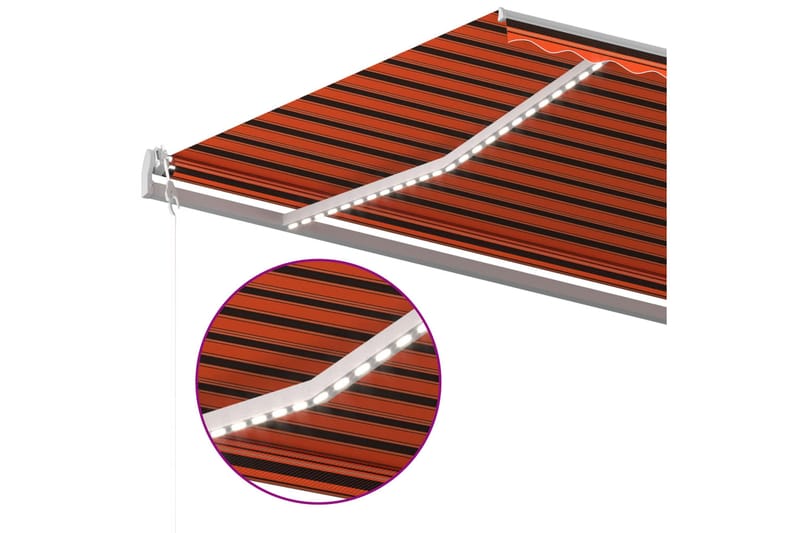 Manuell uttrekkbar markise med LED 6x3 m oransje og brun - Oransj - Hagemøbler - Solbeskyttelse - Markiser - Balkongmarkise