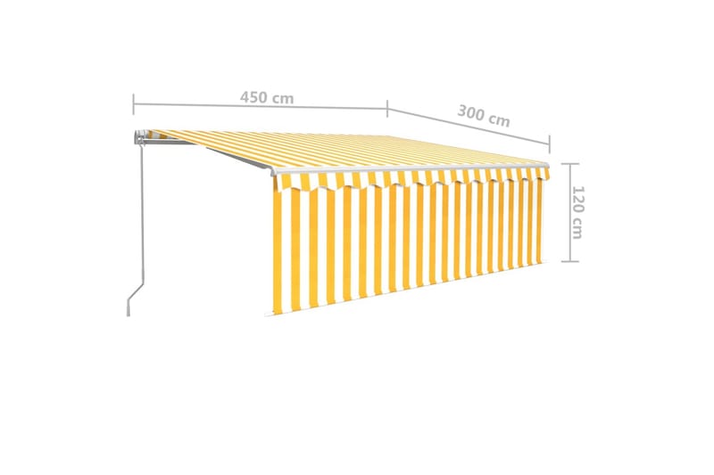 Manuell uttrekkbar markise rullegardin og LED 4,5x3 m - Gul - Vindusmarkise - Markiser - Solbeskyttelse vindu